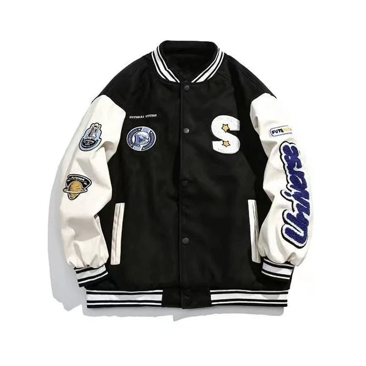 Spring and autumn retro quilted embroidered baseball uniform
