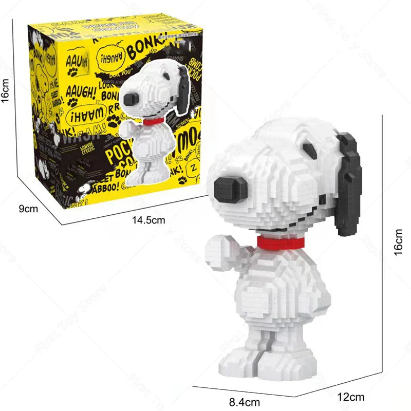NEW HSANHE Snoopy Anime Action Figures Kawaii Building