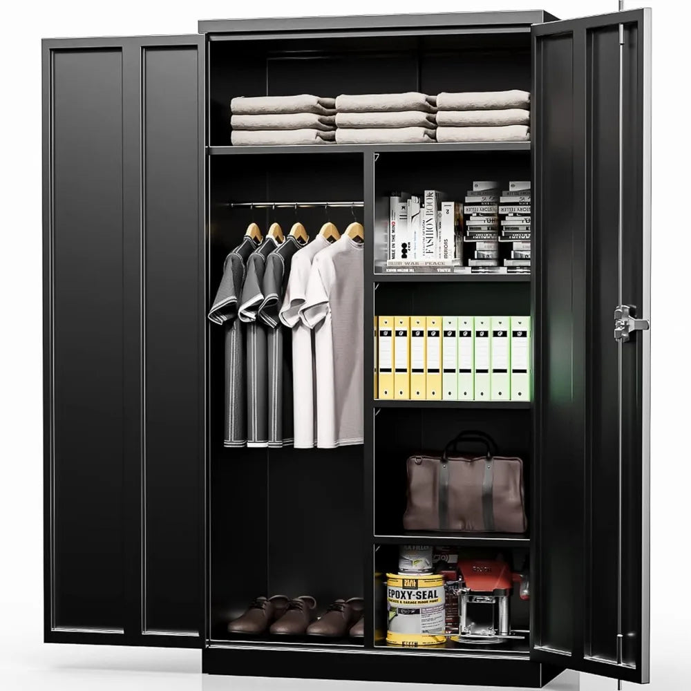 Wardrobe, metal storage cabinet, 72 "high storage wardrobe