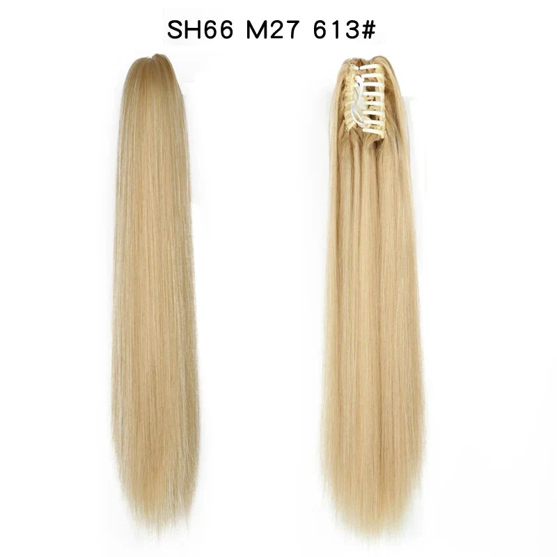 Synthetic Long Wavy Claw Clip On Ponytail Drawstring