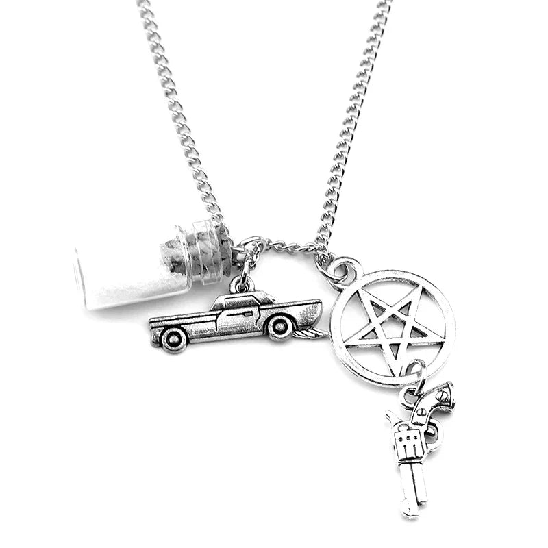 Movie Supernatural Dean Leather Rope Coppery Pendant Necklace