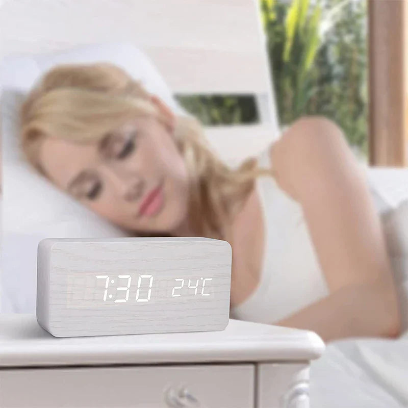 Modern Wooden Led Smart Alarm Clocks For Bedrooms
