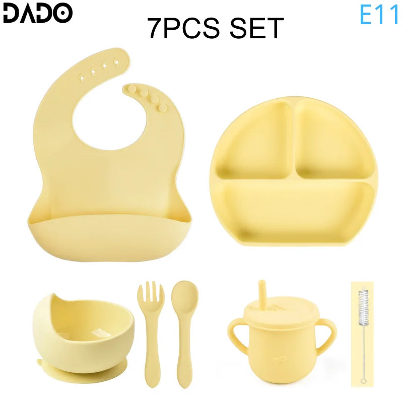 Baby Feeding Set Silicone Suction Bowls Divided Plates