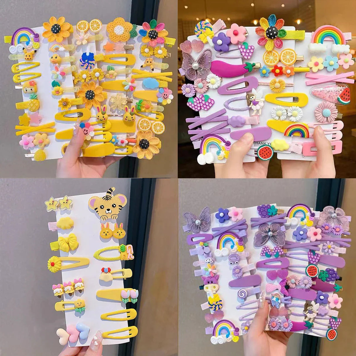 14Pcs/Set Cartoon Butterfly Rainbow Hairpin For Kids Girls
