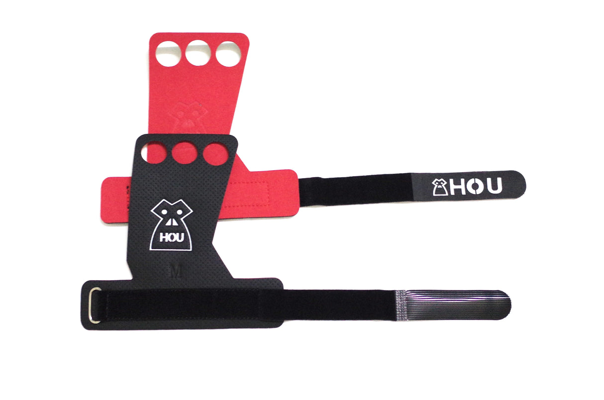 3 Hole Leather Gym Hand Grips Weight Lifting