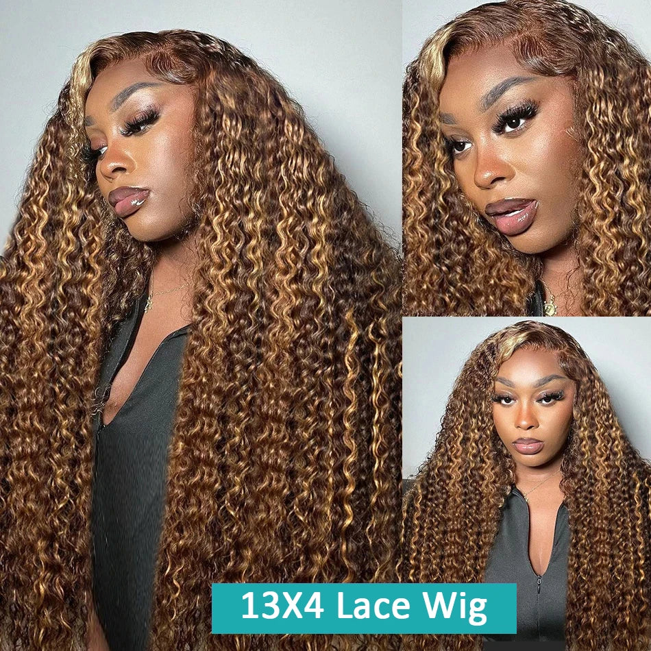 250 Density 30 Inch Highlight Honey Brown Curly