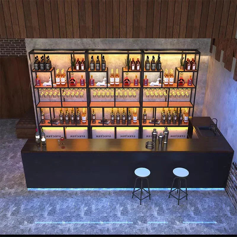 Black Reception Bar Table Nightclub Storage Partion Modern