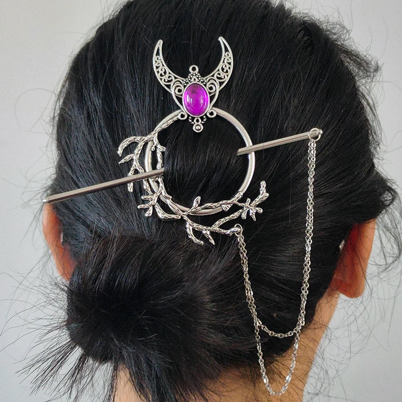 Witch Bat Hairstick Black Gothic Barrette Pagan Vampire