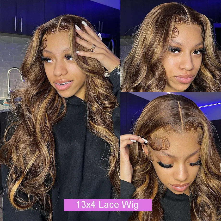 30 Inch Colored Highlight Human Hair Wigs Brazilian