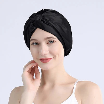 100 Mulberry Silk Turban Bonnets For Women Twisted