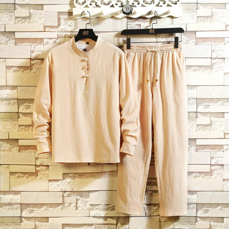 New Arrival Men's Cotton and Linen Long Sleeve