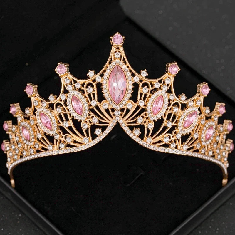 Pink Crystal Tiaras And Crowns Rhinestone Prom Diadem