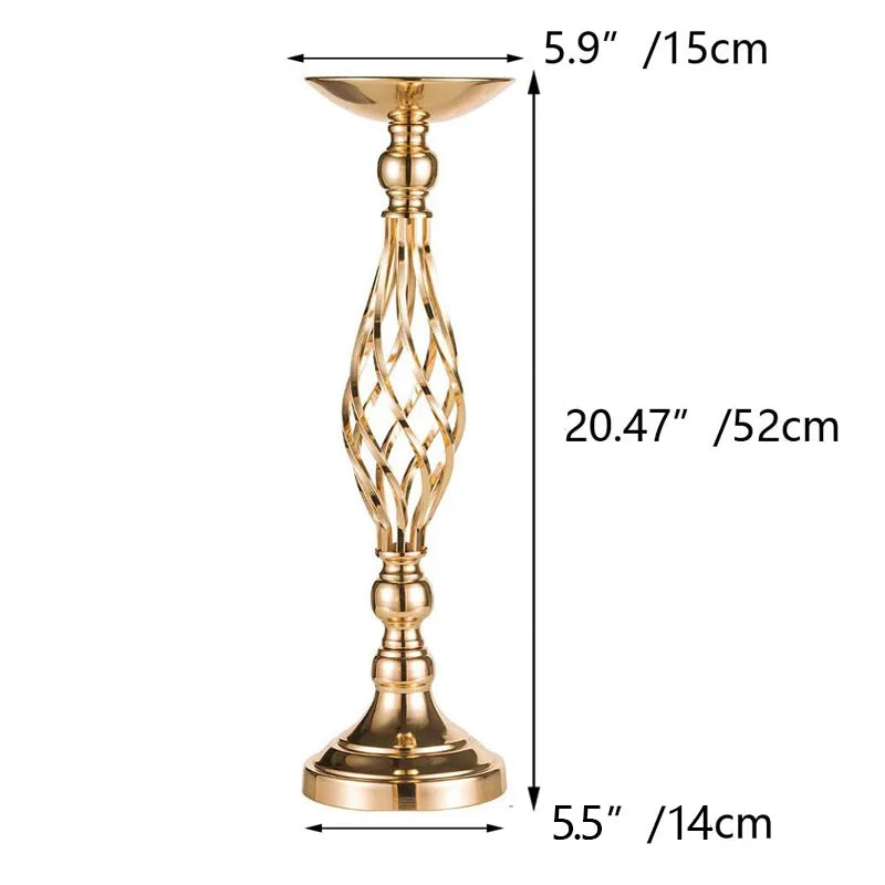 Table Candle Holder Arrangement Gold Iron Vase Twisted
