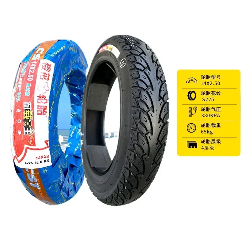 New CST 14X2.125 14x2.50 Tyre 14 Inch Tubeless Tire for Electric Bicycle Wear-resistant tire