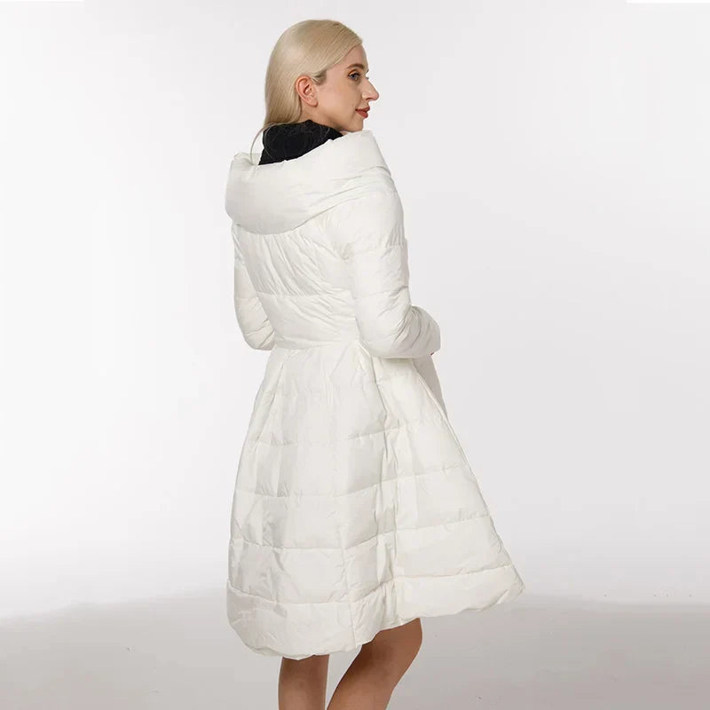 5XL Winter Woman Padded Long Jacket White Duck