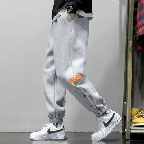 Men Sweatpants Casual Baggy Pants Button Down Pants