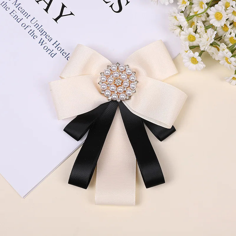 Korean Bow Tie Brooch Women's College Style Bank