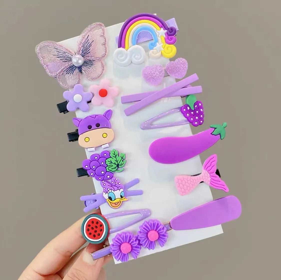 14Pcs/Set Cartoon Butterfly Rainbow Hairpin For Kids Girls