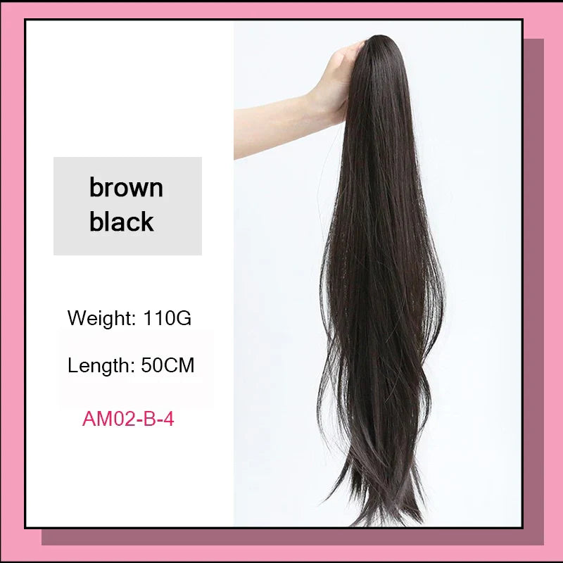 AS Long Wavy Straight Claw Clip On Ponytail
