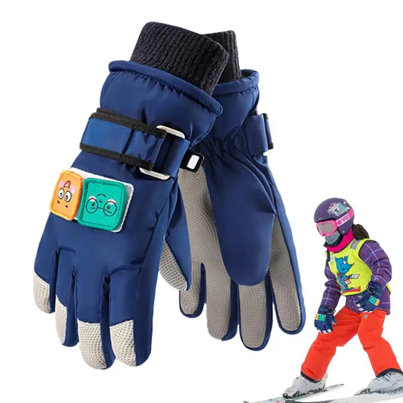 SML Children Winter Ski Gloves Waterproof Thicken Mittens