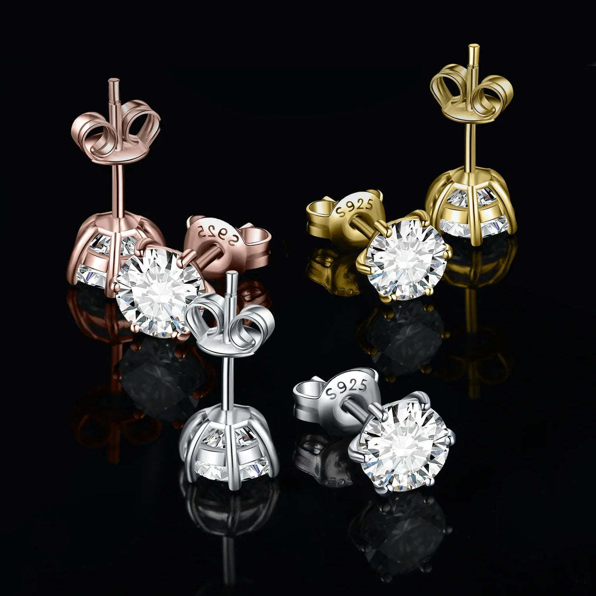 JewelryPalace Moissanite D Color Total 0.6ct 1ct 2ct