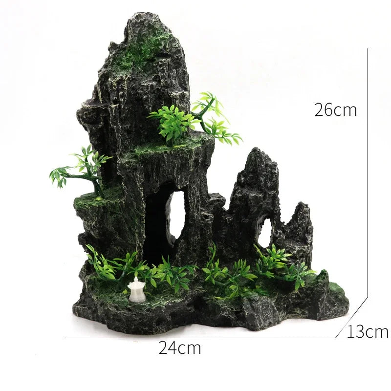 Large Resin Aquarium Fish Tank Mountain View Oranment