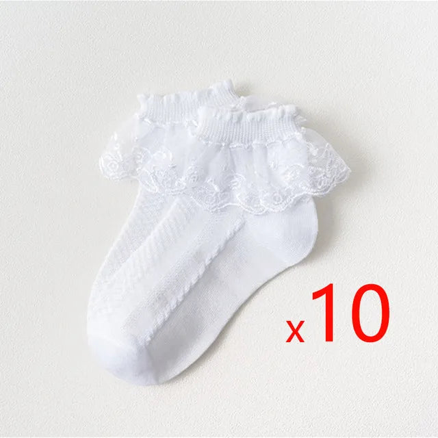 10 Pairs/lot Baby Girls Kids Lace Ruffle Socks