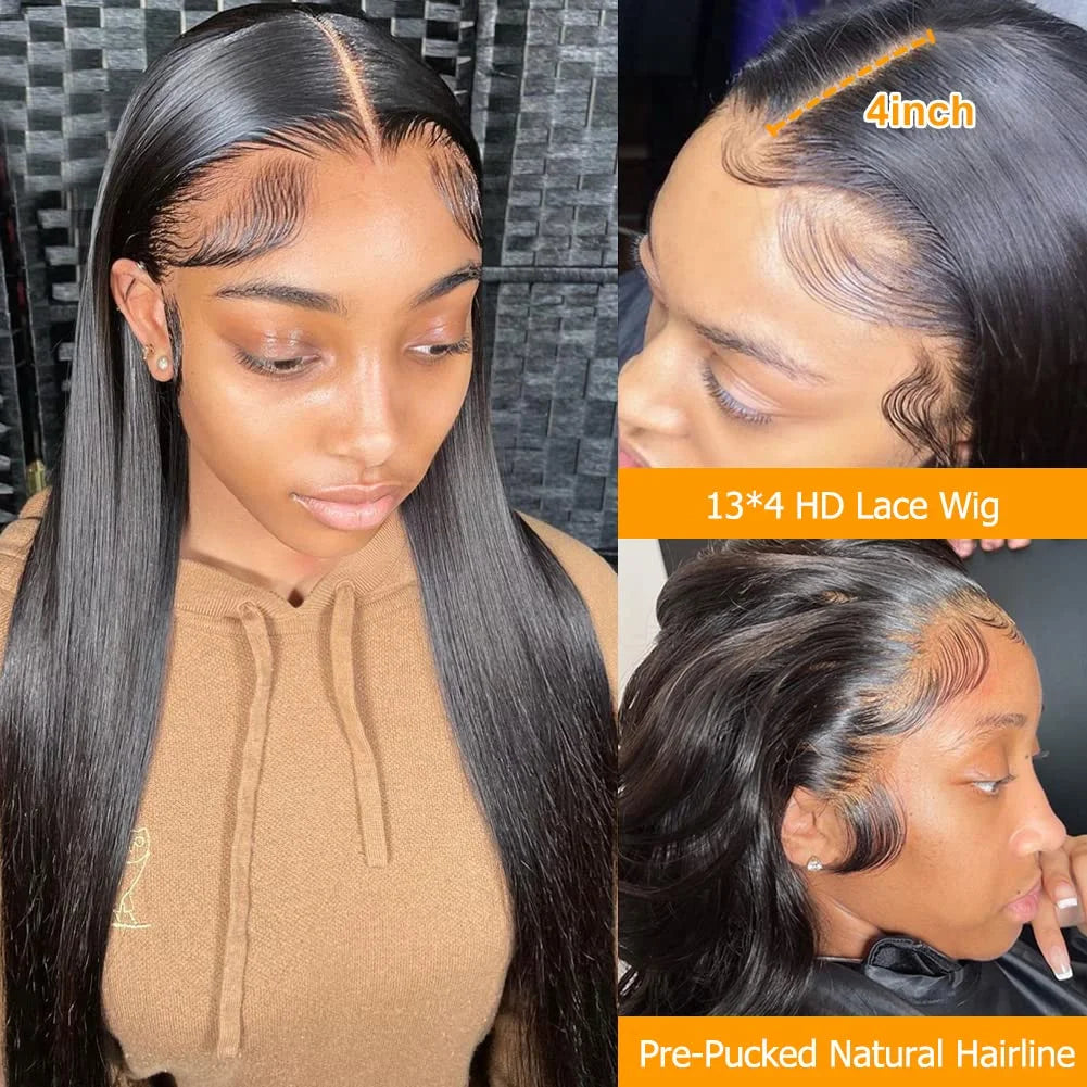 13x4 HD Transparent Lace Frontal Wig Brazilian Straight