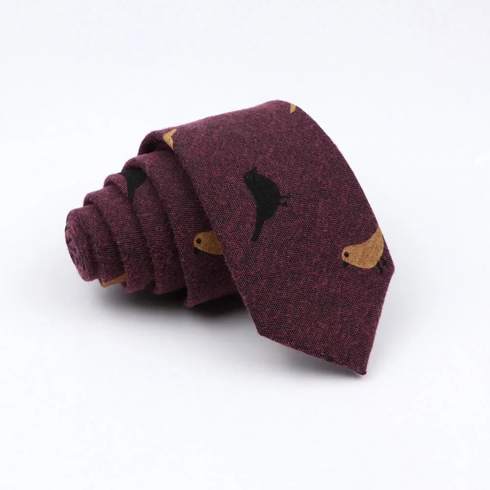 Mens Ties 6cm Classic Cotton Handmade Skinny Neck