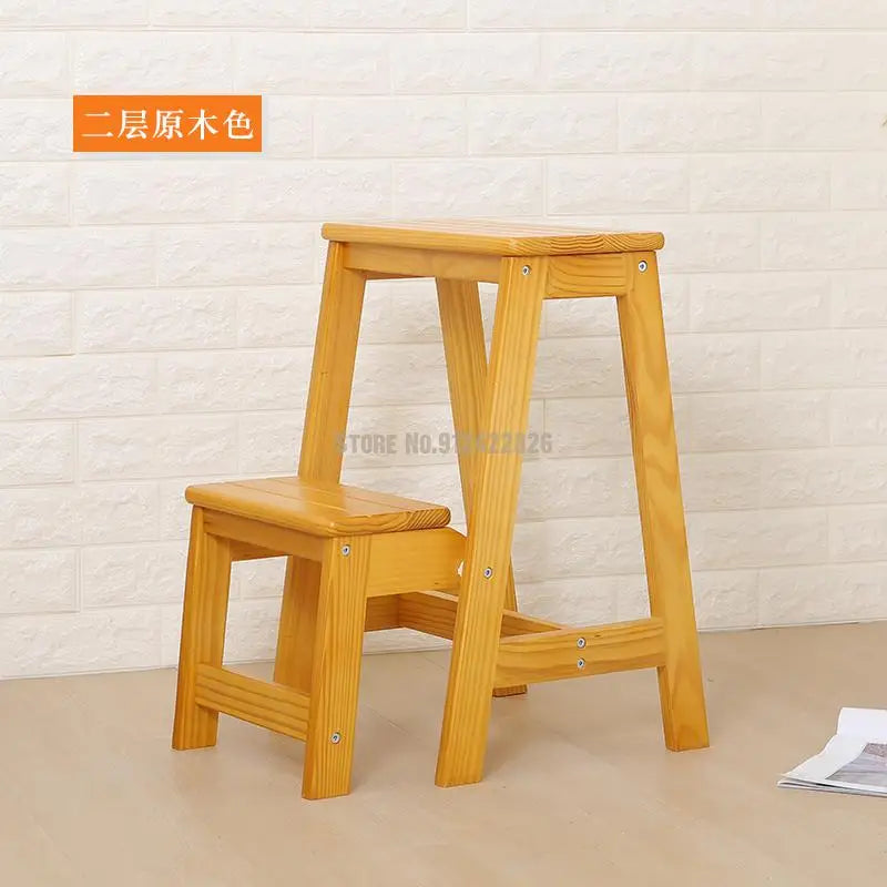 Solid Wood Household Multifunctional Folding Ladder Chair Indoor