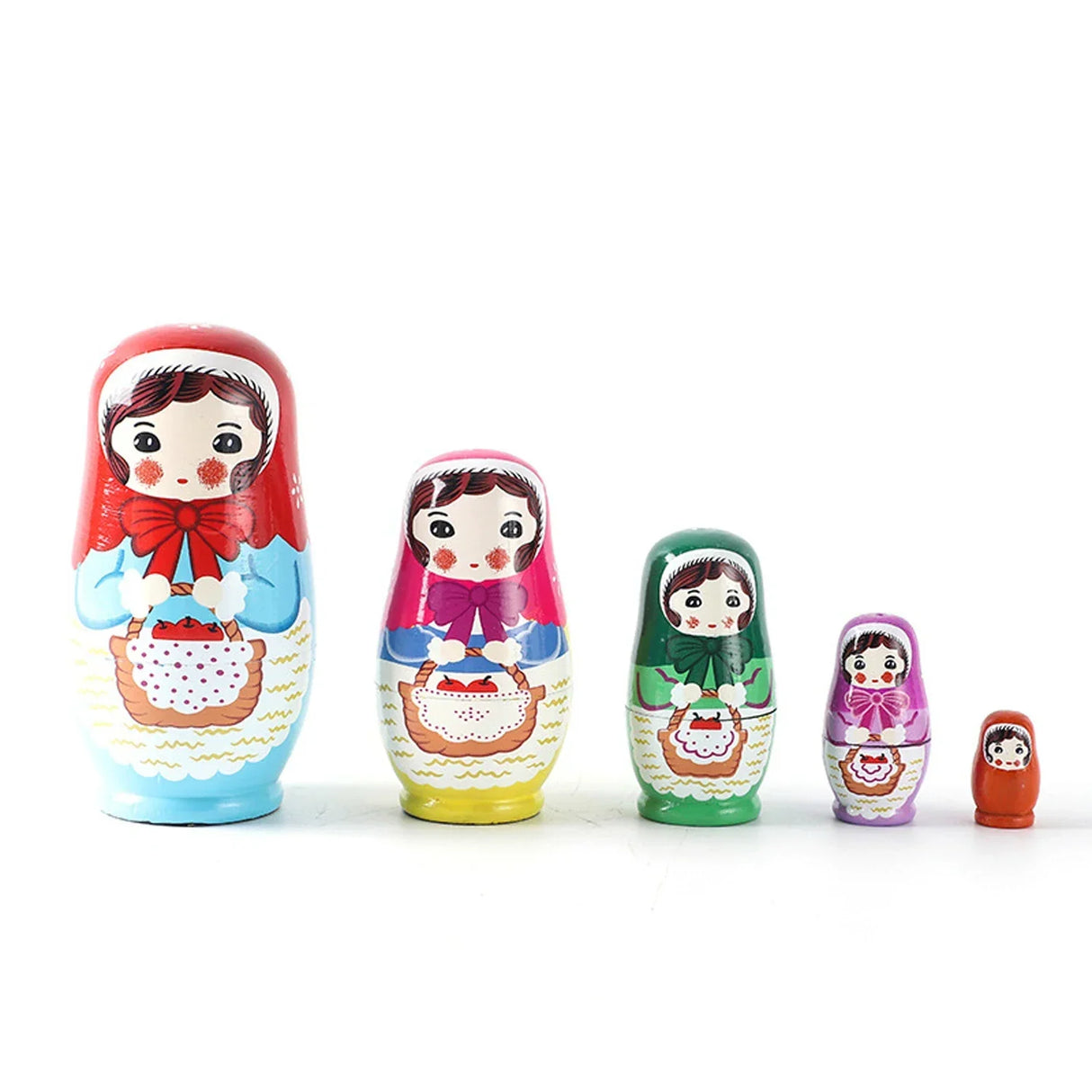 5PCS Matryoshka Dolls Nesting Dolls Cute Wood Russian