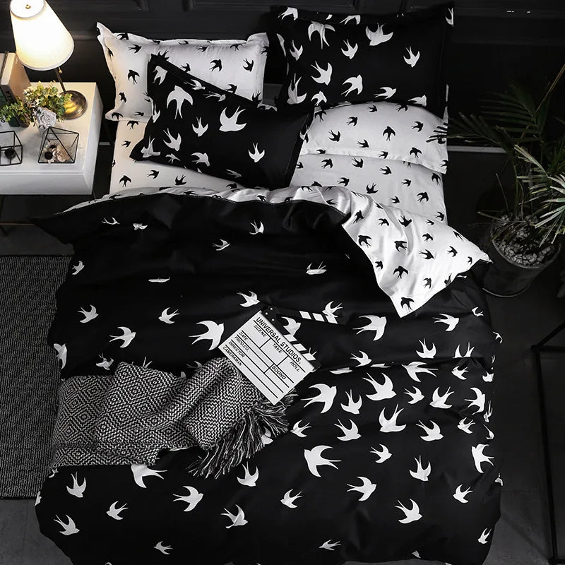 Couple Black Duvet Cover with Pillow Case Luxury