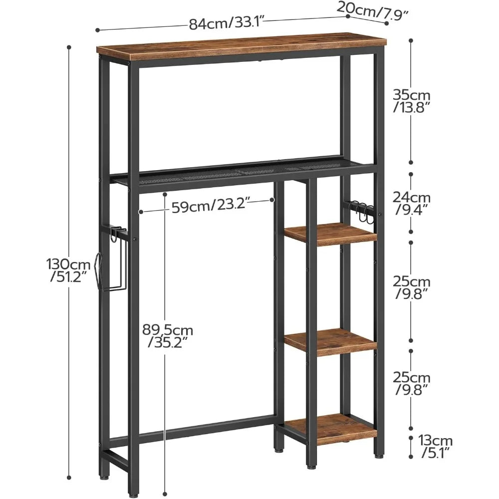 Over The Toilet Storage, 5-Tier Industrial Bathroom Organizer,