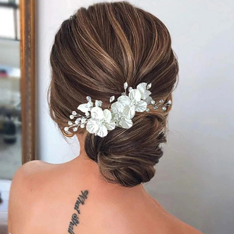 White Flower Hairpins Elegant Women Floral Style Hair