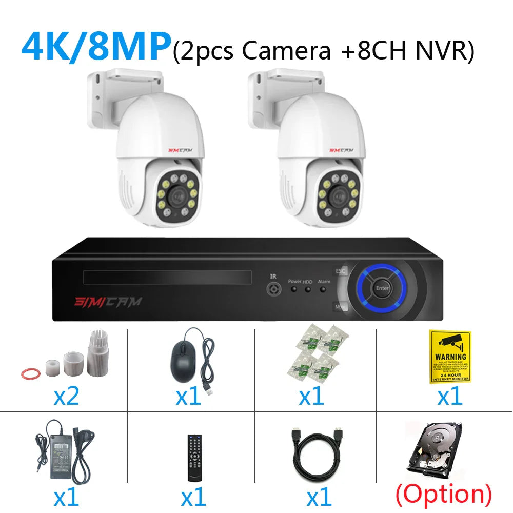 4K POE PTZ IP Camera Kit 8MP Bullet