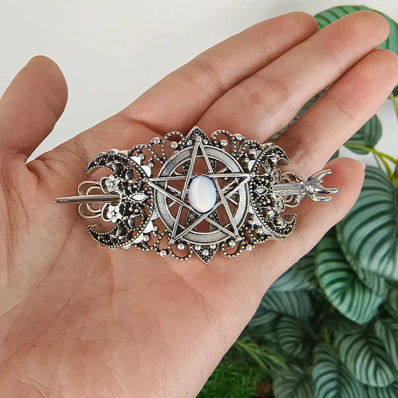 Witch Bat Hairstick Black Gothic Barrette Pagan Vampire
