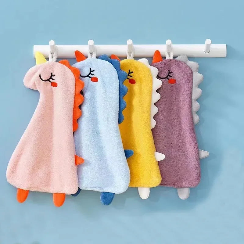 Coral Fleece Hangable Thicken Towel Cartoon Dinosaur Towel