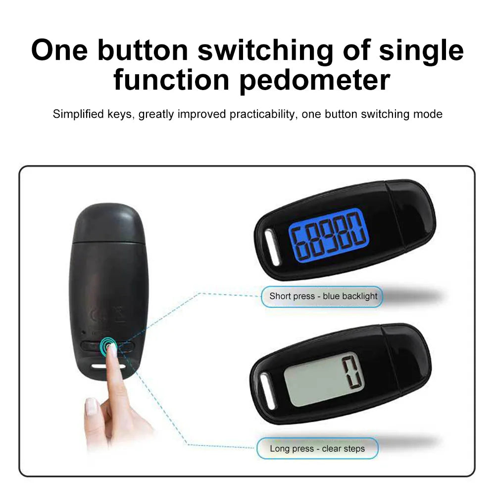 3D Digital Pedometer Mini Simple Walking Step Counter