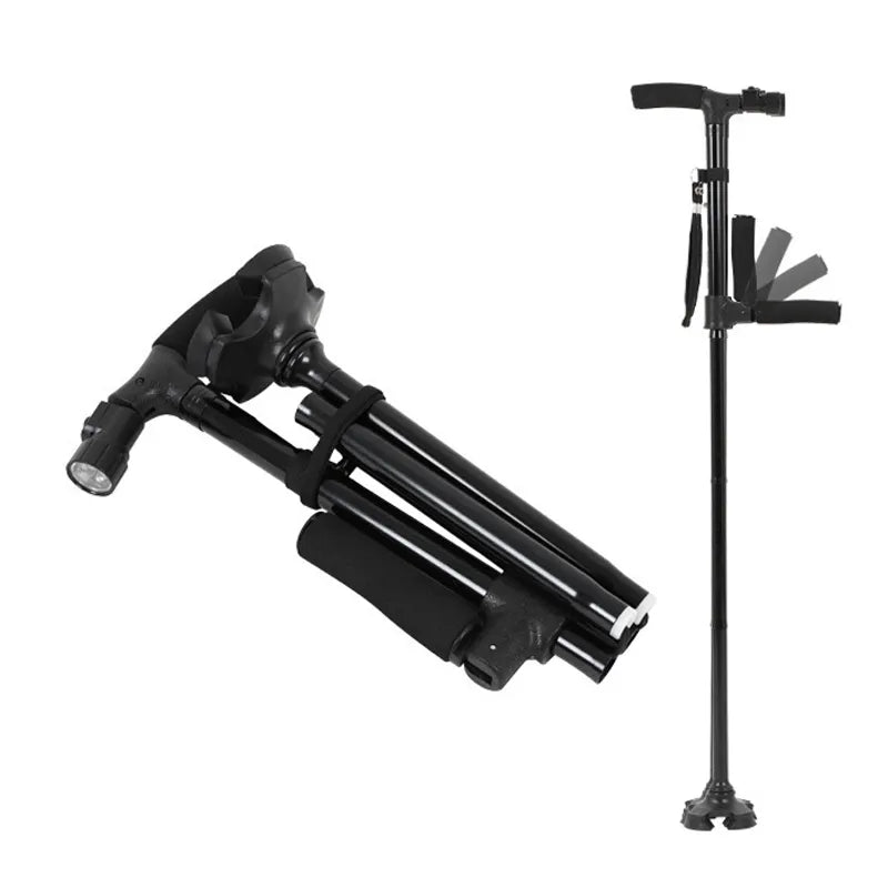 95cm Folding Trekking Poles Double Handle Walking Sticking