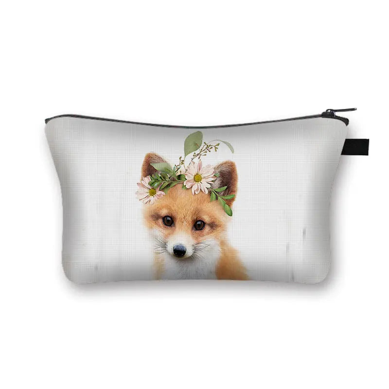 Animal Print Cosmetic Bag Women Makeup Bag Kawaii