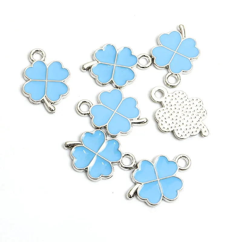 Dopamine Fourleaf Clover Enamel Charms 20pcs DIY Necklace