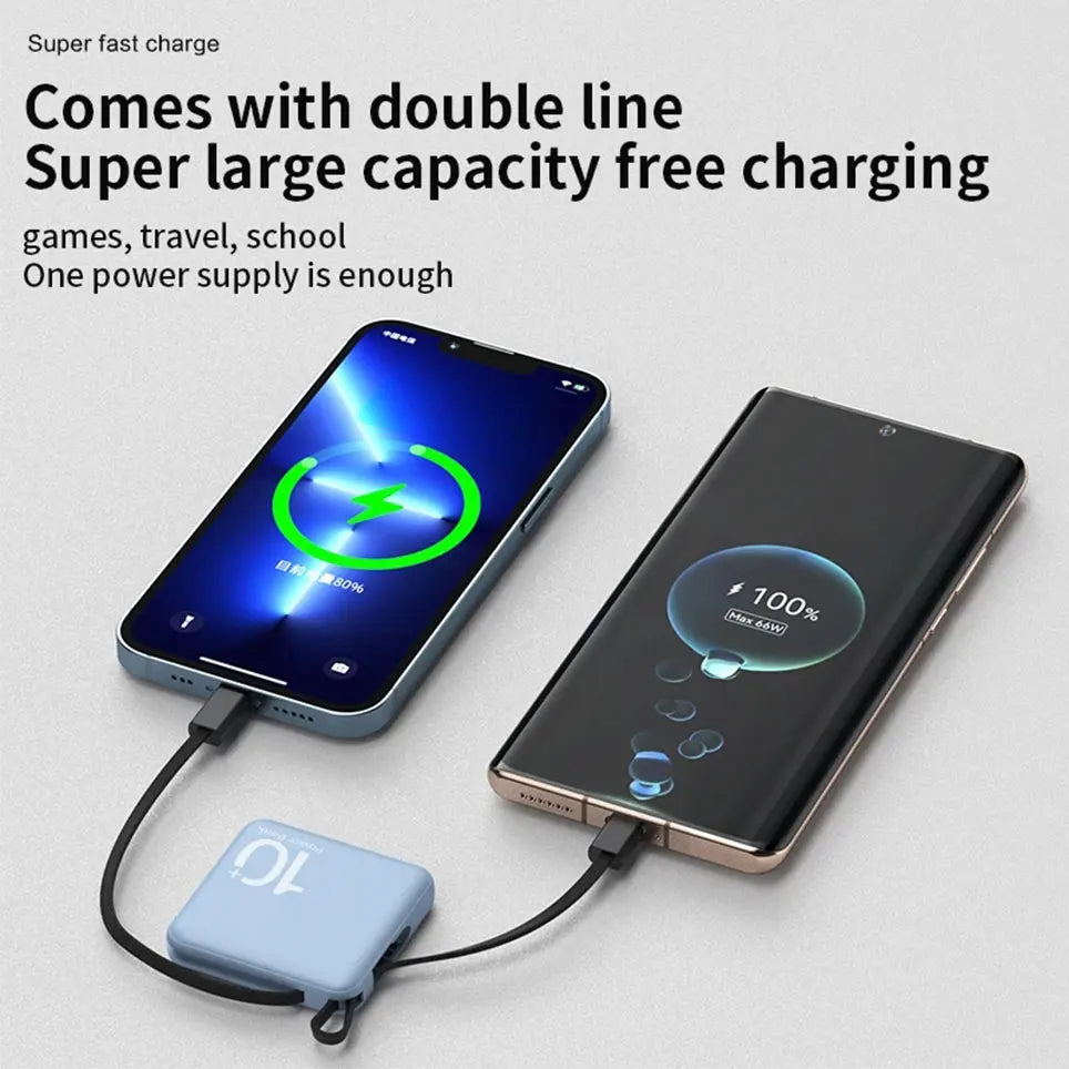 Mini power bank with builtin code,portable compact power