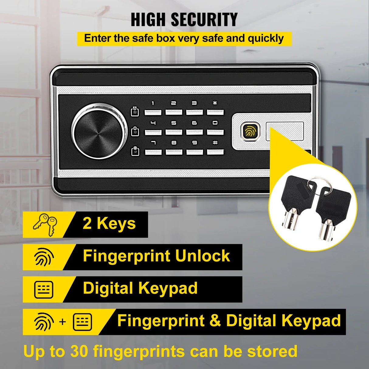 VEVOR Fingerprint Locks Safe Deposit Box 0.8/1.7/2.1 Cubic