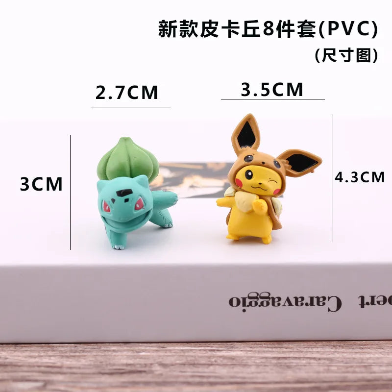 8pcs/set Pokemon Pikachu Figure Ornaments Decoration Jenny Turtle