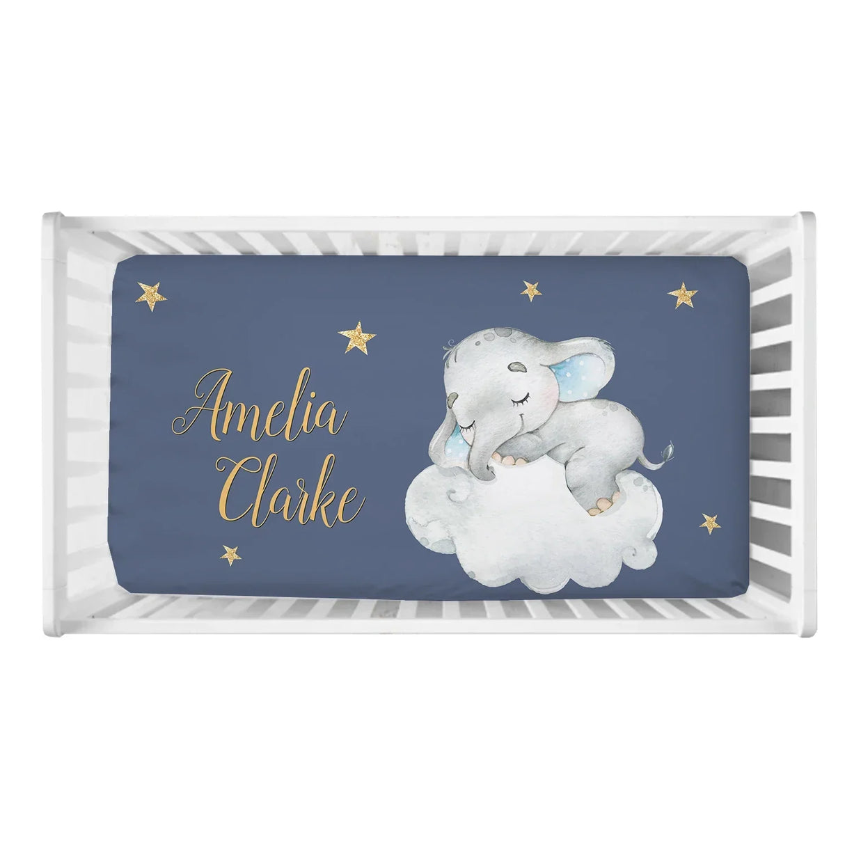 LVYZIHO Cute Sleeping Elephant Moon Star Baby Crib