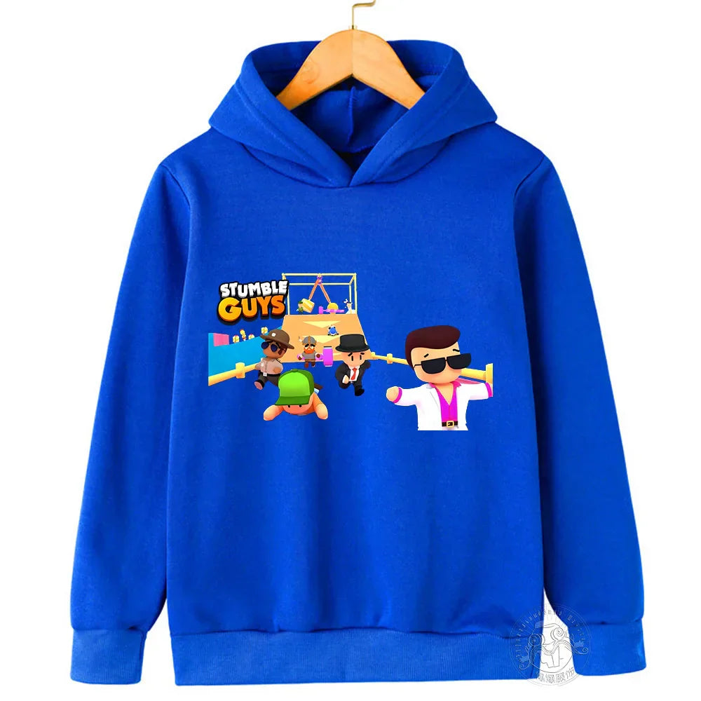 Kids Anime Stumble Guys Hooded Sweatshirts Long Sleeve