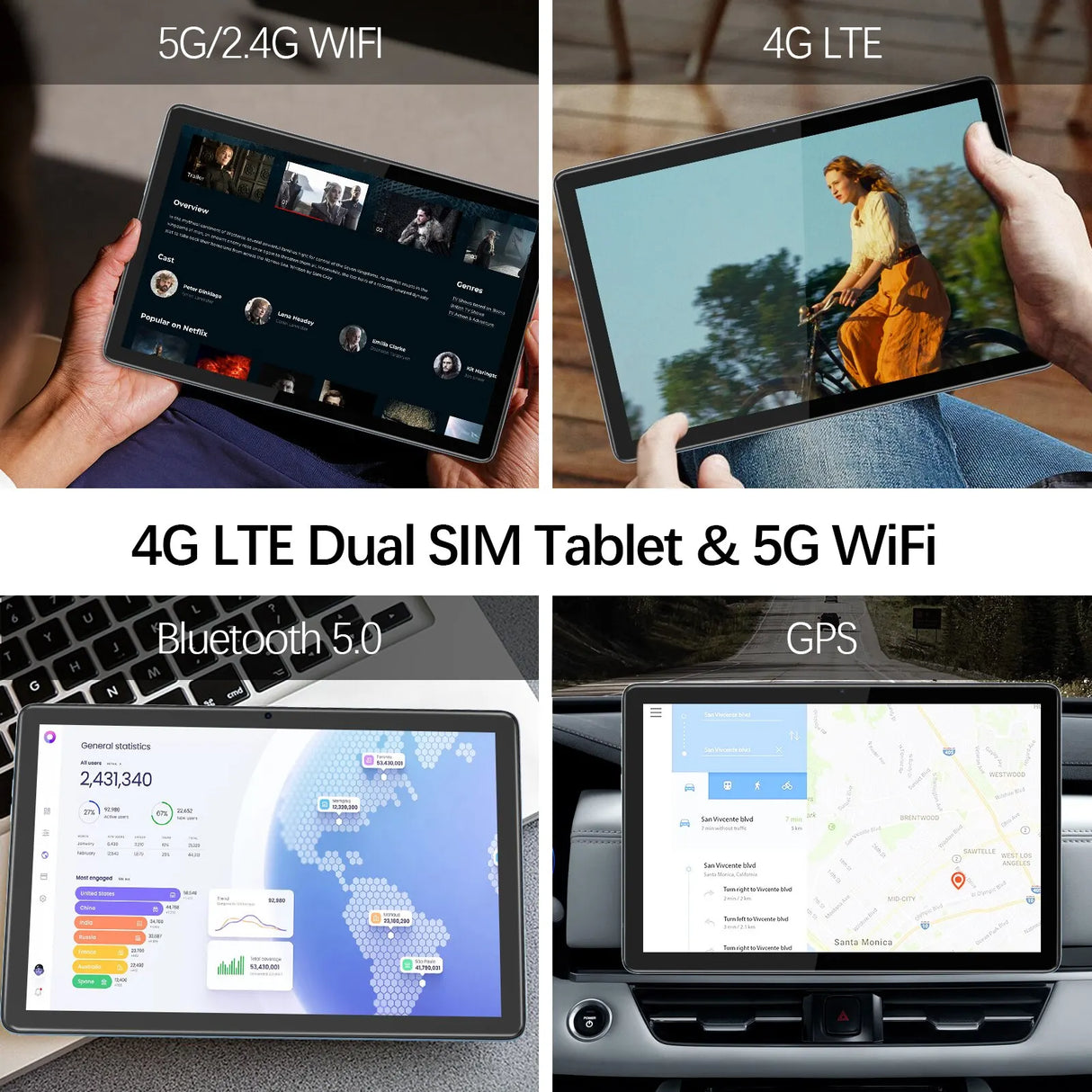 VASOUN Android 13 Tablet 10.1", 12GB(6+6 Expand) RAM,