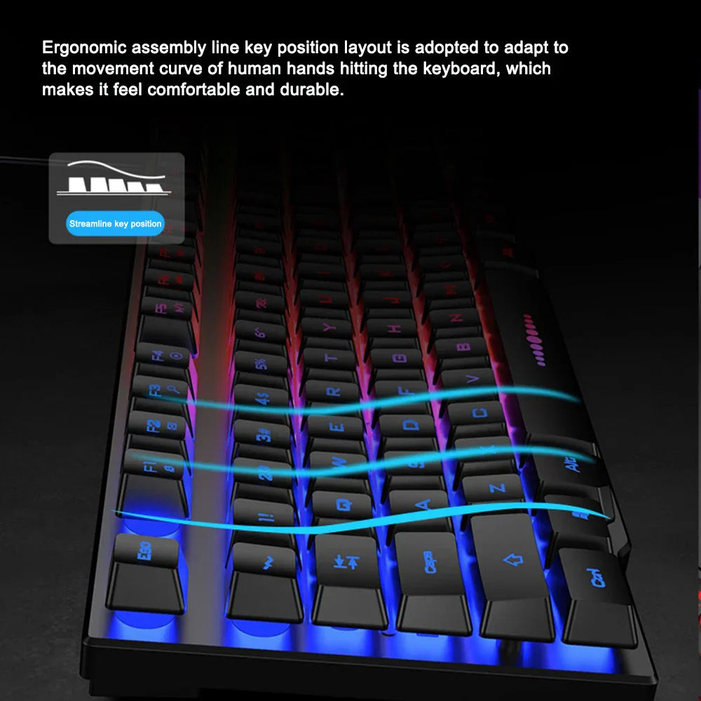 3-piece Set Gaming Keyboard Mouse Headphone Set Wired