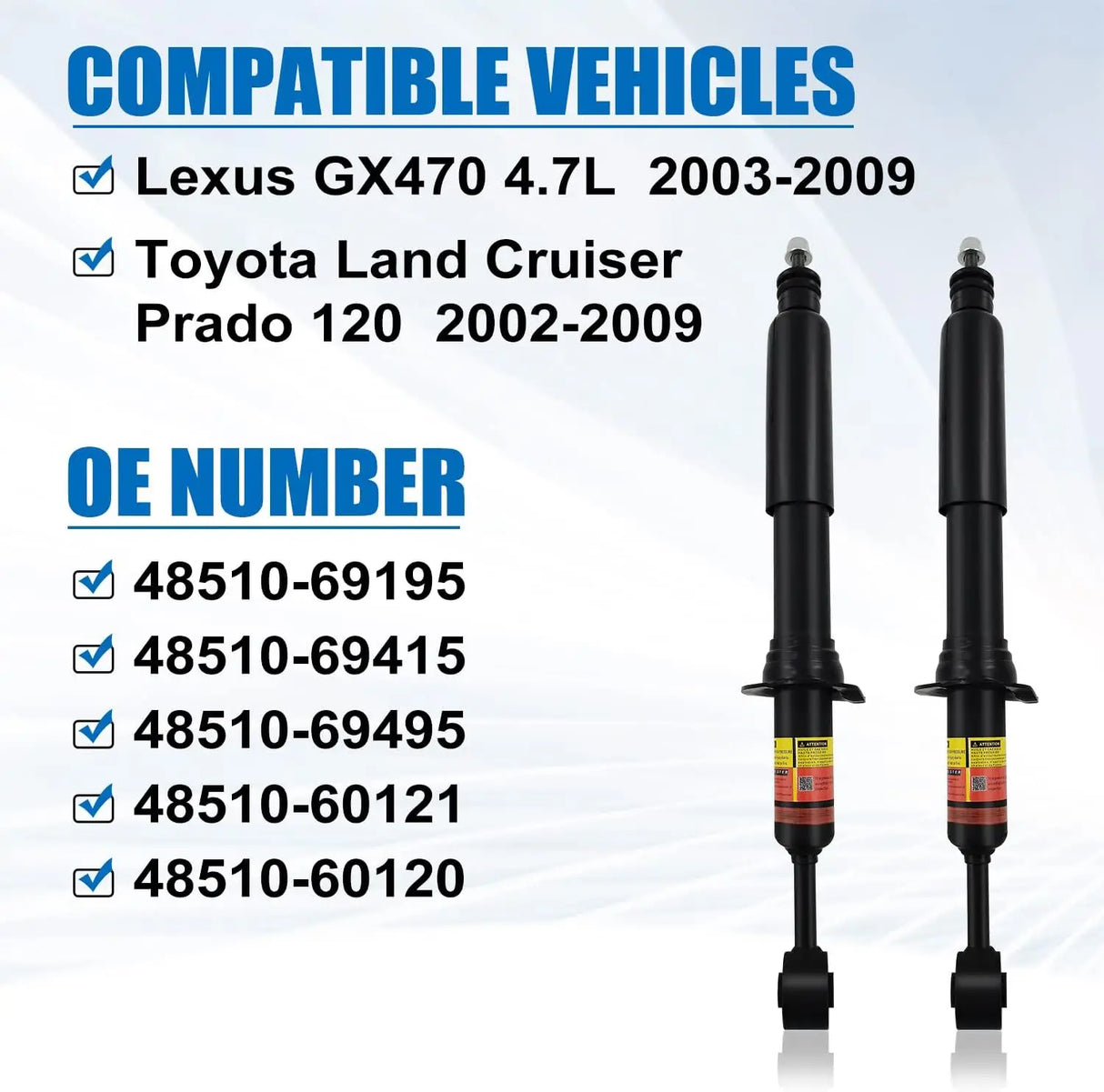 4853060071 4851069195 2pcs FrontRear Shock Absorber for Toyota