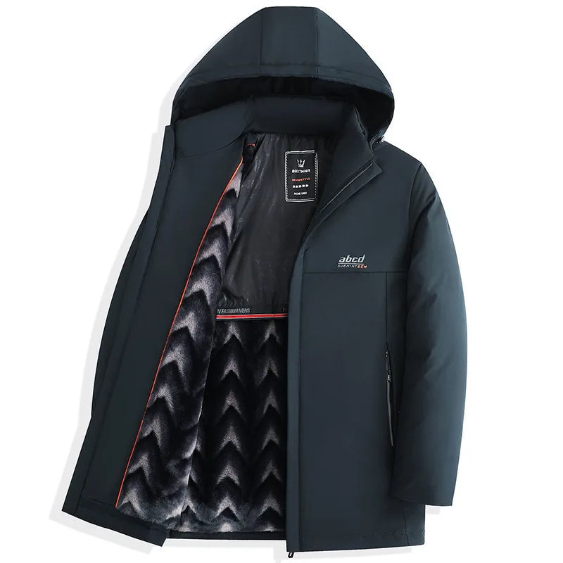 Waterproof Parkas Long Jacket New Winter Men Warm